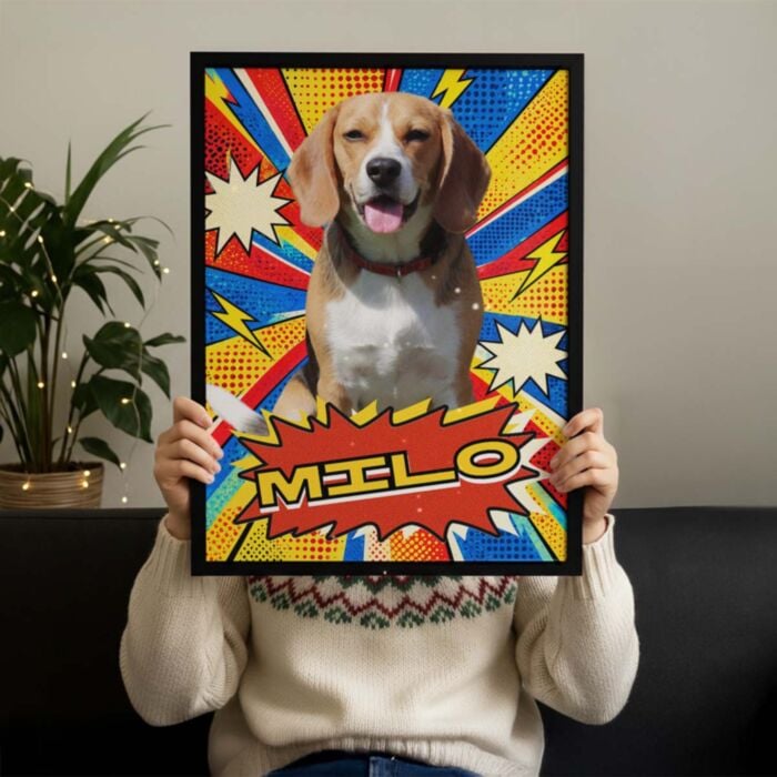 Personalised Pop Art Pet Poster with Photo and Name