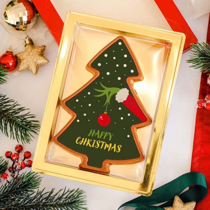 Personalisierte Schokolade als Tannenbaum Grinch