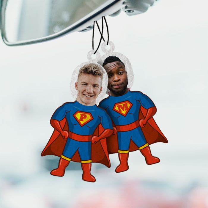 Personalised Superhero Face Air Freshener (Set of 2)
