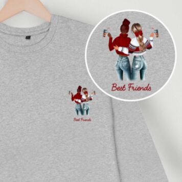 Personalised Sweatshirt with Two Friends Illustration