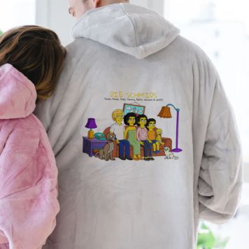Personalisierbare Hoodie-Decke mit Cartoon Familie - Design