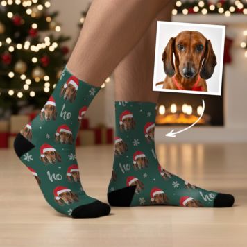 Personalised Socks with Face in Christmas Hat