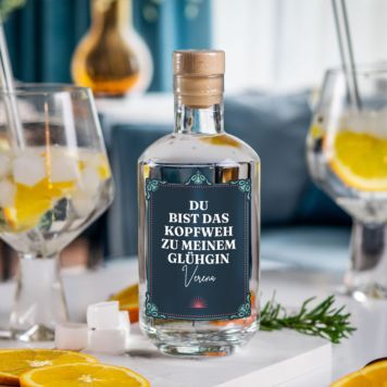 Personalisierbarer Glühgin mit Text - Design
