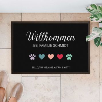 Personalisierbare Fußmatte mit Symbolen und Namen - Design