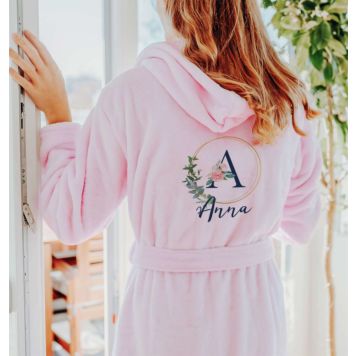 Personalised floral monogram bathrobe