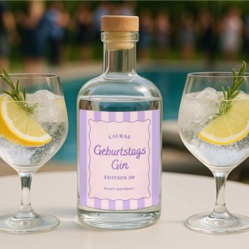 Personalisierbarer Gin mit Retro Etikett - Design