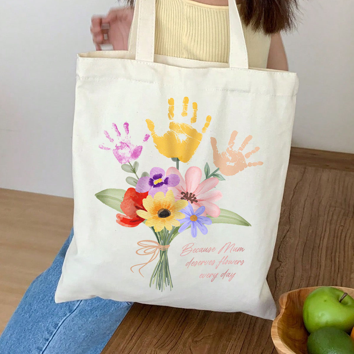 Personalised Handprint Bouquet Tote Bag