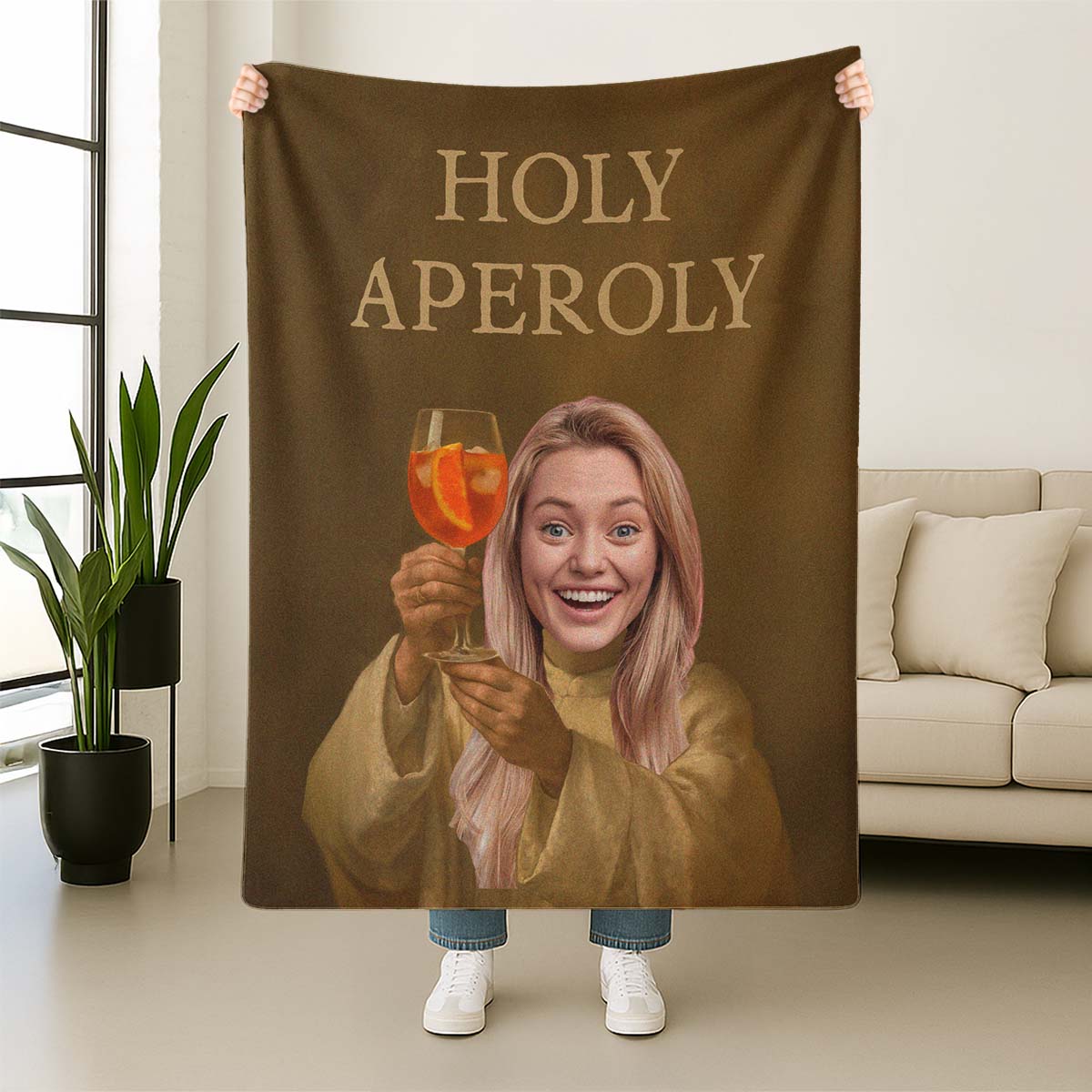 Personalised Face Upload Aperol Blanket
