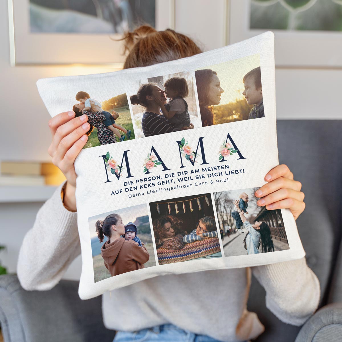 Personalised 'Mum' Cushion Cover With Photos