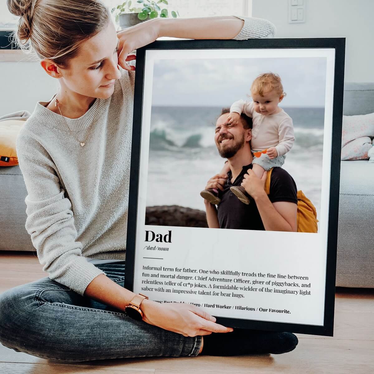 father's day gifts poster with photo und text